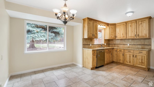 940 S Taylor E, Ogden, UT 84404 - kitchen featuring stainless steel dishwasher, a sink, backsplash, and a healthy amount of sunlight
