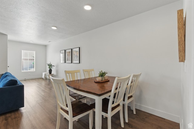 4236 N Magnolia Cir, Eagle Mountain, UT 84005 - dining room featuring a textured ceiling, baseboards, recessed lighting, and wood finished floors
