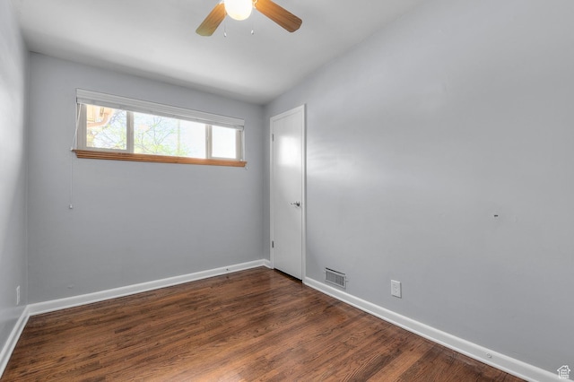 931 E 7800 S, Midvale, UT 84047 - unfurnished room featuring visible vents, a ceiling fan, baseboards, and dark wood finished floors