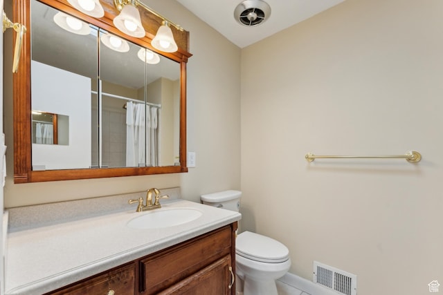 3475 S 3650 E, Millcreek, UT 84109 - bathroom featuring visible vents, tile patterned flooring, vanity, toilet, and a shower with shower curtain