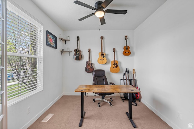 145 W 750 S, American Fork, UT 84003 - office area with baseboards, ceiling fan, carpet flooring, and visible vents