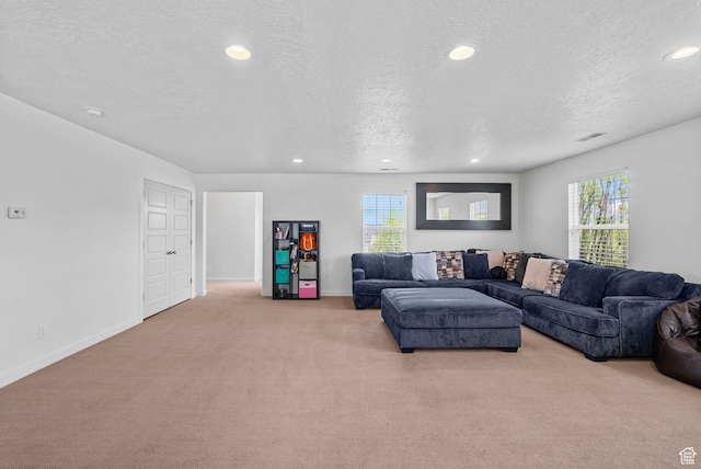 145 W 750 S, American Fork, UT 84003 - living room featuring carpet floors, recessed lighting, and a textured ceiling