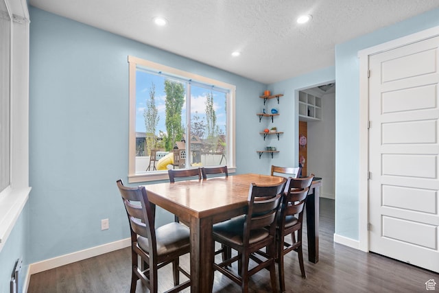 145 W 750 S, American Fork, UT 84003 - dining room featuring recessed lighting, a textured ceiling, baseboards, and dark wood-style floors