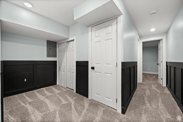 3581 E Yosemite Dr S, Millcreek, UT 84109 - hall with carpet floors, electric panel, and recessed lighting