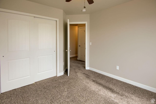 566 N 640 W, Tooele, UT 84074 - unfurnished bedroom featuring carpet floors, baseboards, a closet, and ceiling fan