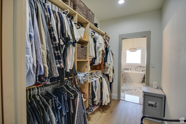 spacious closet with wood finished floors