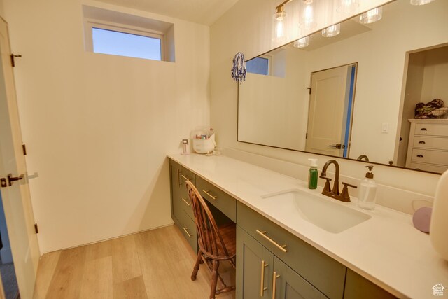 bathroom featuring wood finished floors and vanity