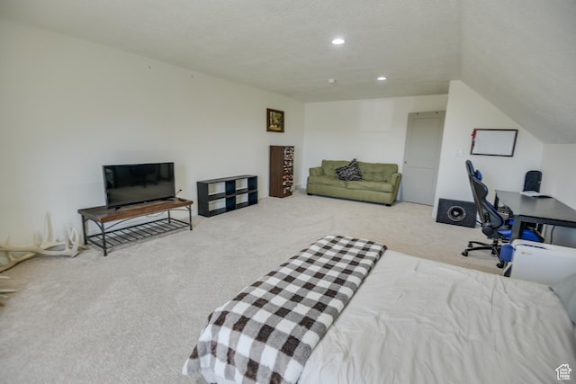 bedroom featuring recessed lighting and carpet flooring