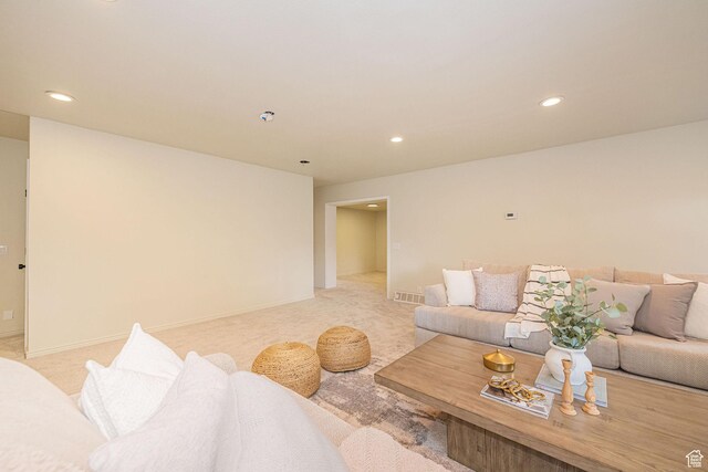 916 W 1150 S, Provo, UT 84601 - living room featuring baseboards, recessed lighting, and light colored carpet