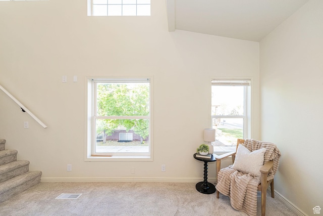 916 W 1150 S, Provo, UT 84601 - living area with stairway, carpet floors, plenty of natural light, and visible vents