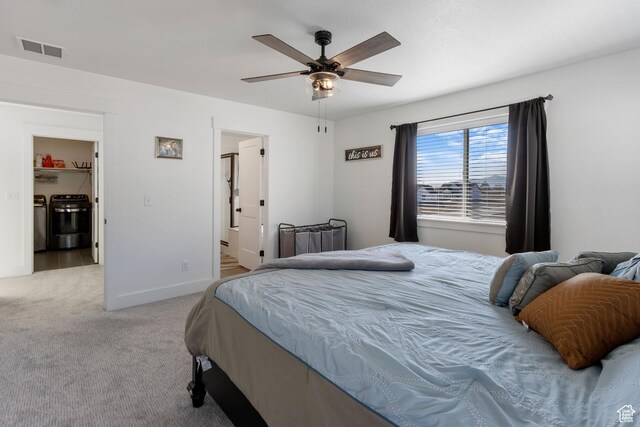 889 N 900 W, Tremonton, UT 84337 - bedroom featuring light colored carpet, ensuite bath, a ceiling fan, baseboards, and visible vents
