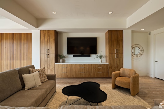 772 S Summit Creek Dr, Woodland Hills, UT 84653 - living room featuring light wood finished floors and recessed lighting