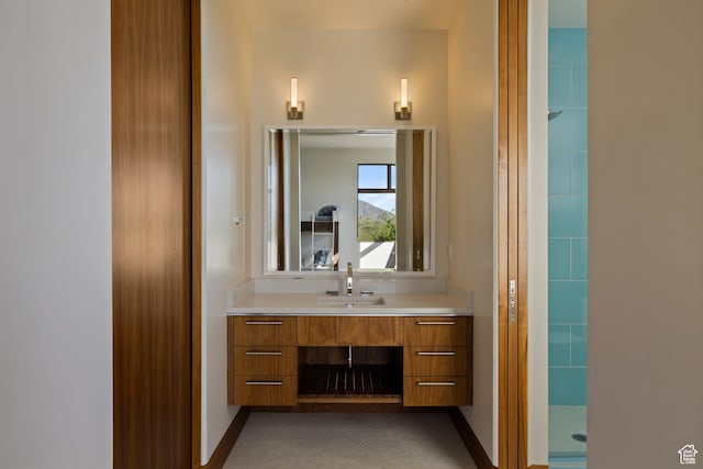772 S Summit Creek Dr, Woodland Hills, UT 84653 - full bathroom with vanity, a shower, and baseboards