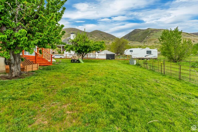 584 E Aspen Way, Centerville, UT 84014 - view of yard with a fenced backyard and a mountain view