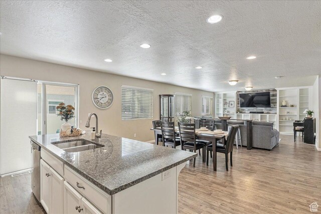 204 E 460 N, Vineyard, UT 84059 - kitchen with plenty of natural light, a sink, a textured ceiling, and light wood finished floors