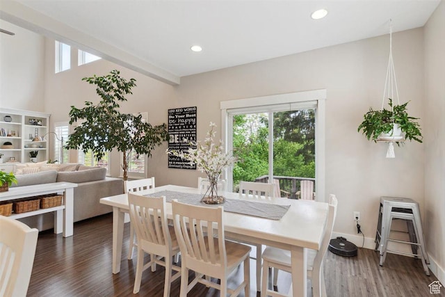 1485 E Peachtree Ln, Fruit Heights, UT 84037 - dining area featuring dark wood-style flooring, baseboards, and recessed lighting