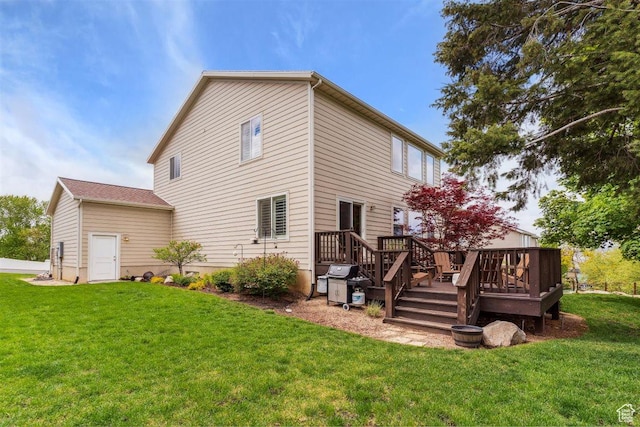 1485 E Peachtree Ln, Fruit Heights, UT 84037 - back of property featuring a wooden deck and a yard