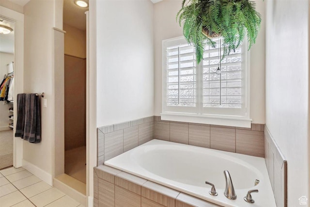 1485 E Peachtree Ln, Fruit Heights, UT 84037 - full bath with tile patterned flooring, a garden tub, and a wealth of natural light