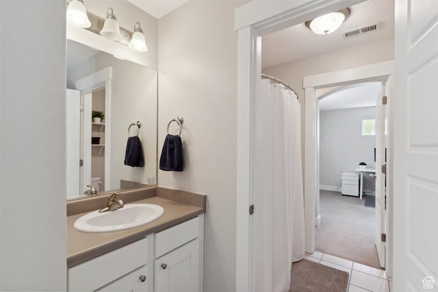1485 E Peachtree Ln, Fruit Heights, UT 84037 - bathroom with tile patterned floors, visible vents, and vanity