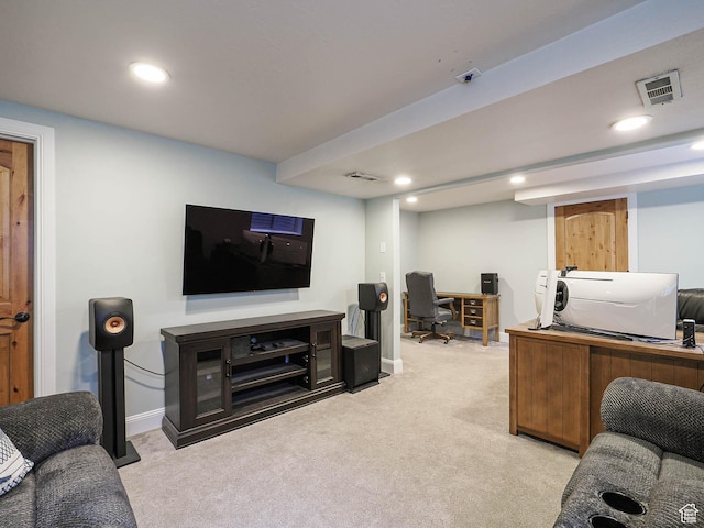 418 E Bridlewalk Ln, Murray, UT 84107 - living area featuring light colored carpet, visible vents, and recessed lighting