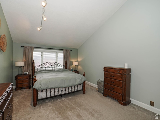 418 E Bridlewalk Ln, Murray, UT 84107 - bedroom featuring light colored carpet, baseboards, and lofted ceiling