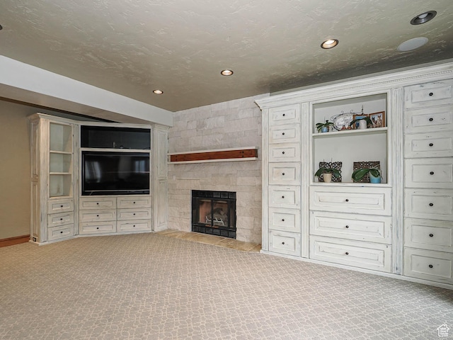 418 E Bridlewalk Ln, Murray, UT 84107 - unfurnished living room with carpet flooring, recessed lighting, baseboards, and a fireplace