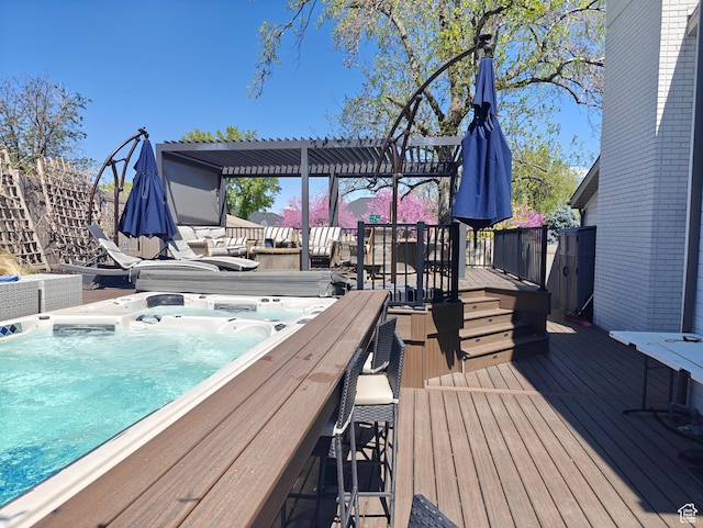418 E Bridlewalk Ln, Murray, UT 84107 - wooden terrace featuring hot tub deck surround and outdoor dry bar