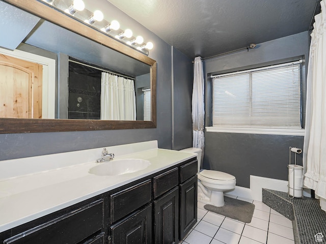 418 E Bridlewalk Ln, Murray, UT 84107 - bathroom with a shower with curtain, visible vents, tile patterned floors, vanity, and toilet