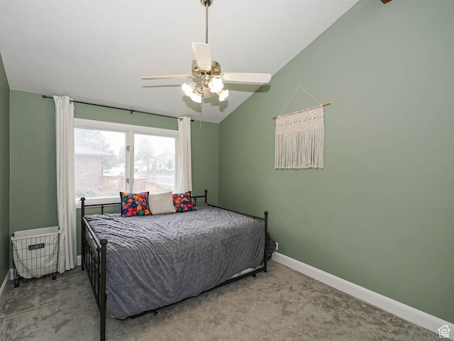418 E Bridlewalk Ln, Murray, UT 84107 - bedroom featuring carpet floors, a ceiling fan, baseboards, and lofted ceiling