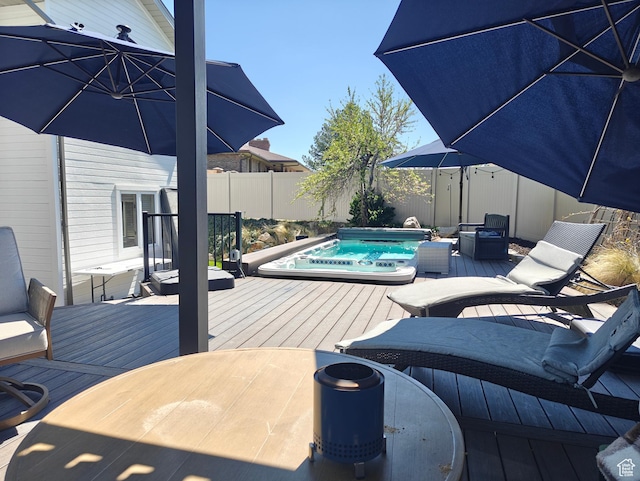 418 E Bridlewalk Ln, Murray, UT 84107 - wooden terrace with a fenced backyard and hot tub deck surround