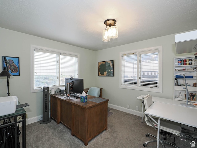 418 E Bridlewalk Ln, Murray, UT 84107 - office area with baseboards, a healthy amount of sunlight, and light colored carpet