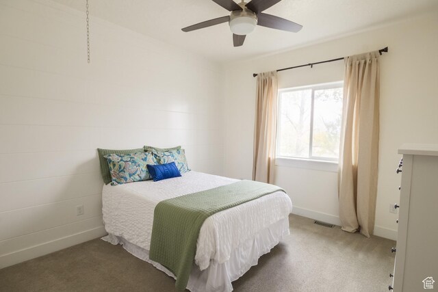 1428 N 4075 W, Vernal, UT 84078 - bedroom featuring carpet floors, a ceiling fan, baseboards, and visible vents