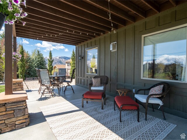 3540 N Elkview Dr, Eden, UT 84310 - view of patio / terrace with a mountain view and outdoor dining area