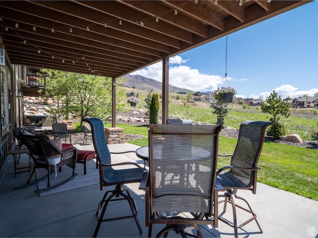 3540 N Elkview Dr, Eden, UT 84310 - view of patio with a mountain view and outdoor dining area