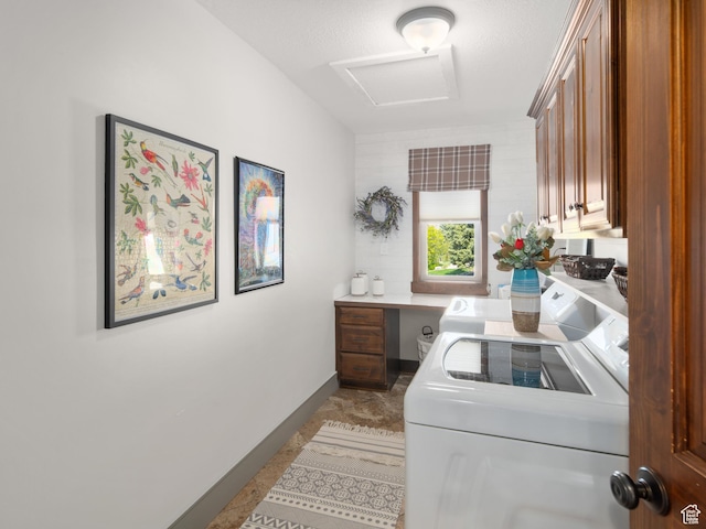 3540 N Elkview Dr, Eden, UT 84310 - laundry area with attic access, cabinet space, and washing machine and clothes dryer