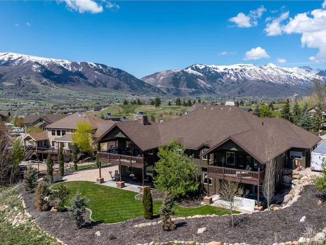 3540 N Elkview Dr, Eden, UT 84310 - exterior space featuring a mountain view, a patio area, and a balcony