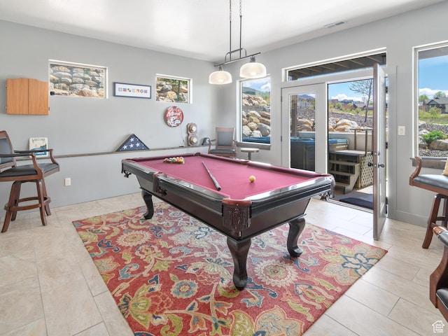 3540 N Elkview Dr, Eden, UT 84310 - recreation room with light tile patterned floors, pool table, and visible vents