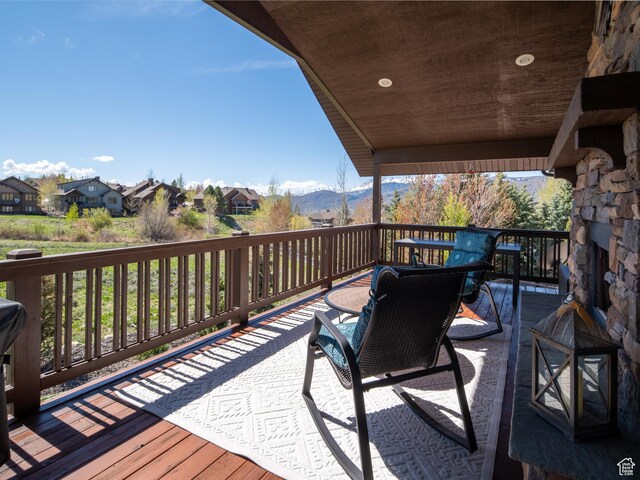 3540 N Elkview Dr, Eden, UT 84310 - wooden deck featuring a mountain view and a residential view