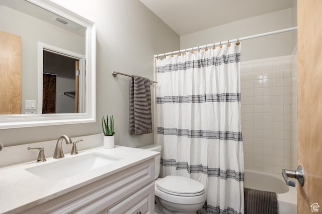 636 E 3990 S Unit D, Millcreek, UT 84107 - bathroom with toilet, visible vents, shower / bathtub combination with curtain, and vanity