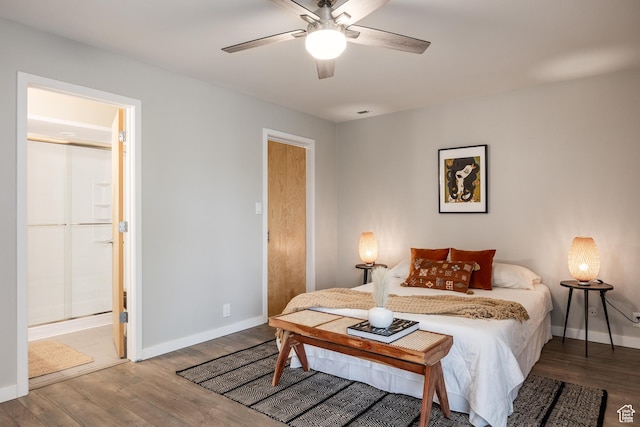 636 E 3990 S Unit D, Millcreek, UT 84107 - bedroom with baseboards, a ceiling fan, and wood finished floors