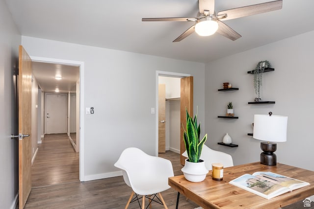 636 E 3990 S Unit D, Millcreek, UT 84107 - office featuring baseboards, a ceiling fan, and wood finished floors