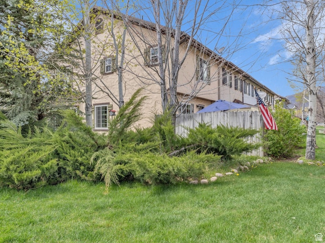 181 Geneva Dr, Midway, UT 84049 - exterior space with a yard, fence, and stucco siding
