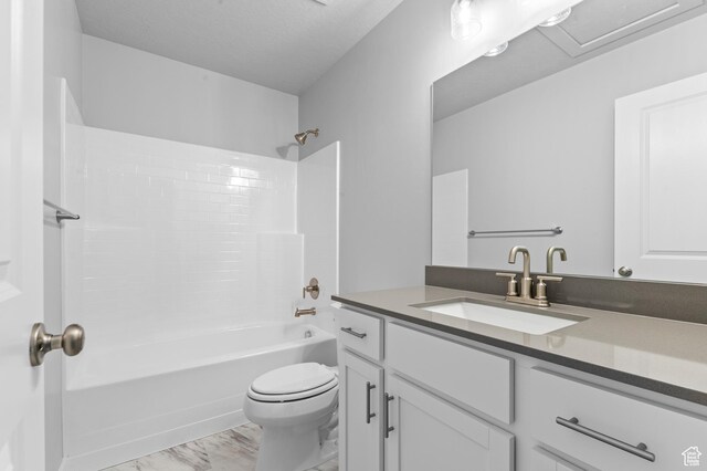 6589 W Bannon St, West Jordan, UT 84081 - full bathroom with toilet,  shower combination, marble finish floor, and vanity
