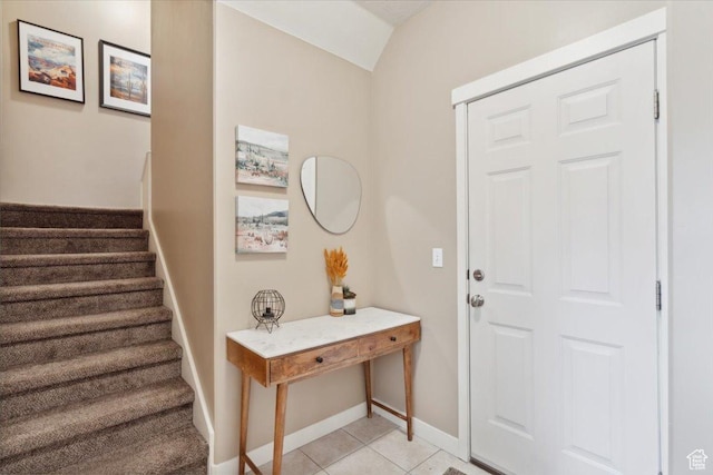 1026 N Shepard Pkwy Unit 3, Farmington, UT 84025 - foyer featuring baseboards, stairway, and light tile patterned floors