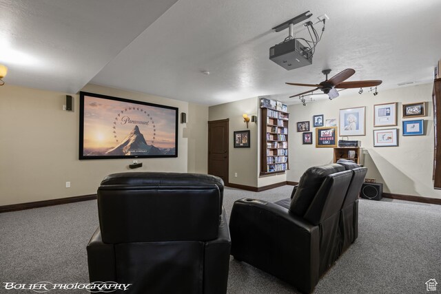 1328 N Parkside Dr, Cedar City, UT 84721 - carpeted home theater room with baseboards and a ceiling fan