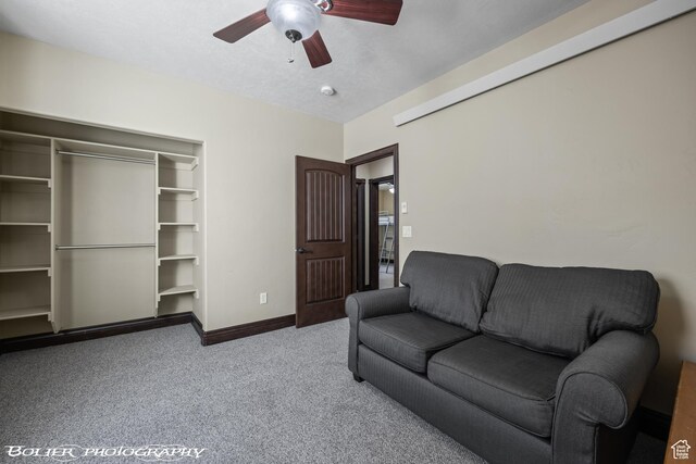 1328 N Parkside Dr, Cedar City, UT 84721 - living area featuring carpet floors, ceiling fan, and baseboards
