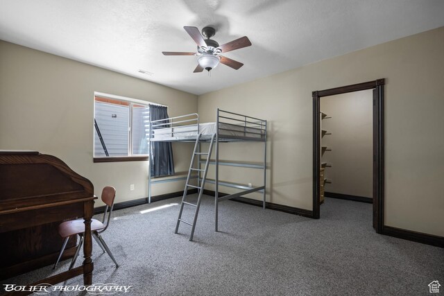 1328 N Parkside Dr, Cedar City, UT 84721 - bedroom featuring baseboards, visible vents, ceiling fan, and carpet
