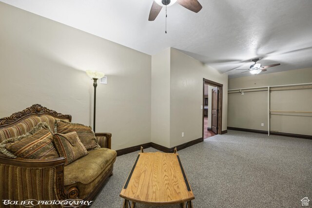1328 N Parkside Dr, Cedar City, UT 84721 - carpeted living room featuring ceiling fan and baseboards