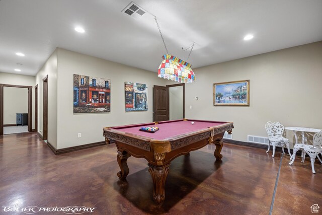 1328 N Parkside Dr, Cedar City, UT 84721 - recreation room with finished concrete flooring, baseboards, recessed lighting, and visible vents