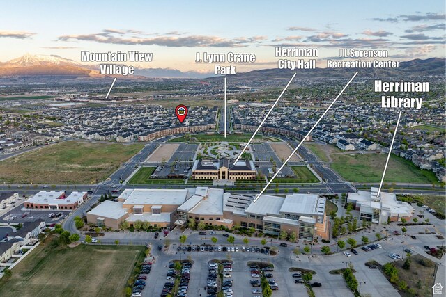 13077 S Keegan Dr, Herriman, UT 84096 - aerial view at dusk with a mountain view